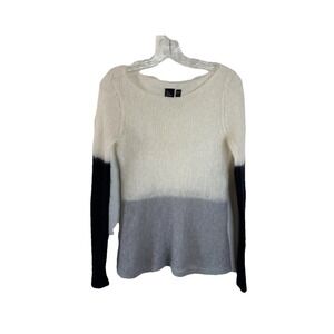 NWOT Eileen Fisher Project Italian Mohair Bateau Neck Box Top SP Black Gray Ivor